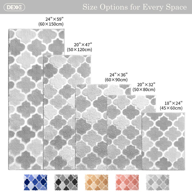 DEXDE Gray Bathroom Rugs, Non-Slip Small Checkered Bath Rugs Fuzzy Extra Absorbent Plush Shaggy Bath Mats, Machine Wash Dry Soft Carpet for Bathroom Floor Tub and Shower, 17x24 Inches - Image 2