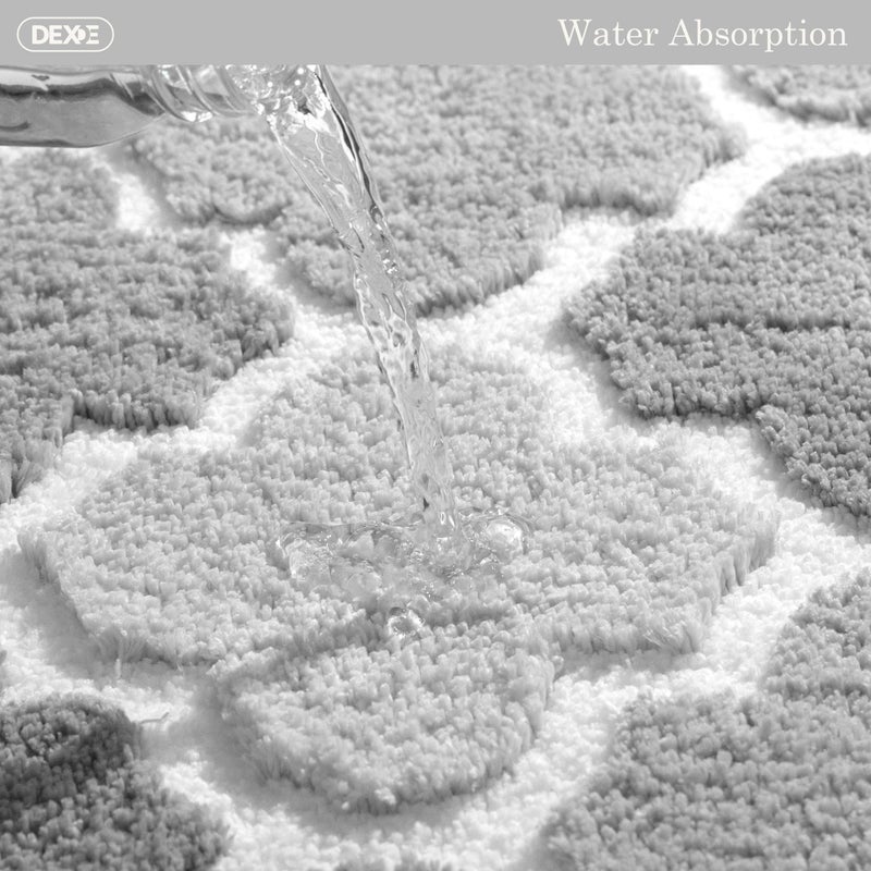 DEXDE Gray Bathroom Rugs, Non-Slip Small Checkered Bath Rugs Fuzzy Extra Absorbent Plush Shaggy Bath Mats, Machine Wash Dry Soft Carpet for Bathroom Floor Tub and Shower, 17x24 Inches - Image 5