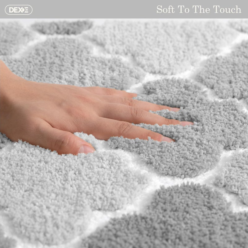 DEXDE Gray Bathroom Rugs, Non-Slip Small Checkered Bath Rugs Fuzzy Extra Absorbent Plush Shaggy Bath Mats, Machine Wash Dry Soft Carpet for Bathroom Floor Tub and Shower, 17x24 Inches - Image 4