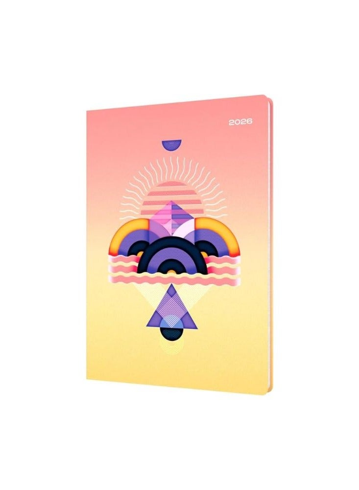 Collins - Irregular Geometrics - 2026 12 Month Calendar Year Planner, Week-To-View Diary, A5 Hard Cover - Yellow (E-IG153.45-26) - Image 1