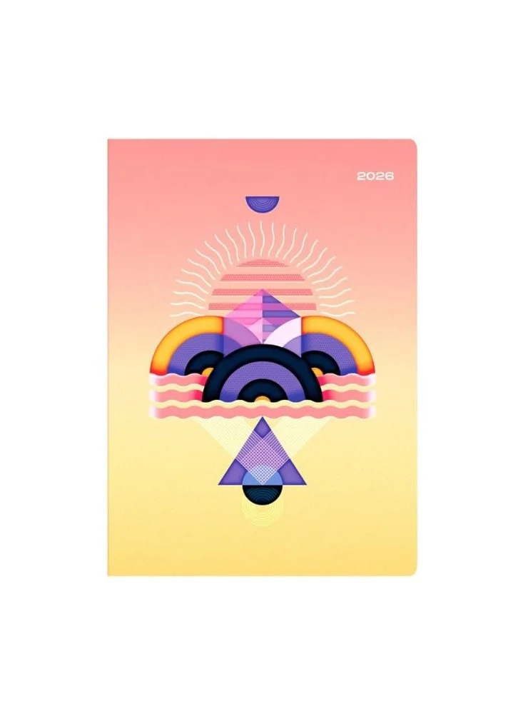 Collins Collins - Irregular Geometrics - 2026 12 Month Calendar Year Planner, Week-To-View Diary, A5 Hard Cover - Yellow (E-IG153.45-26)