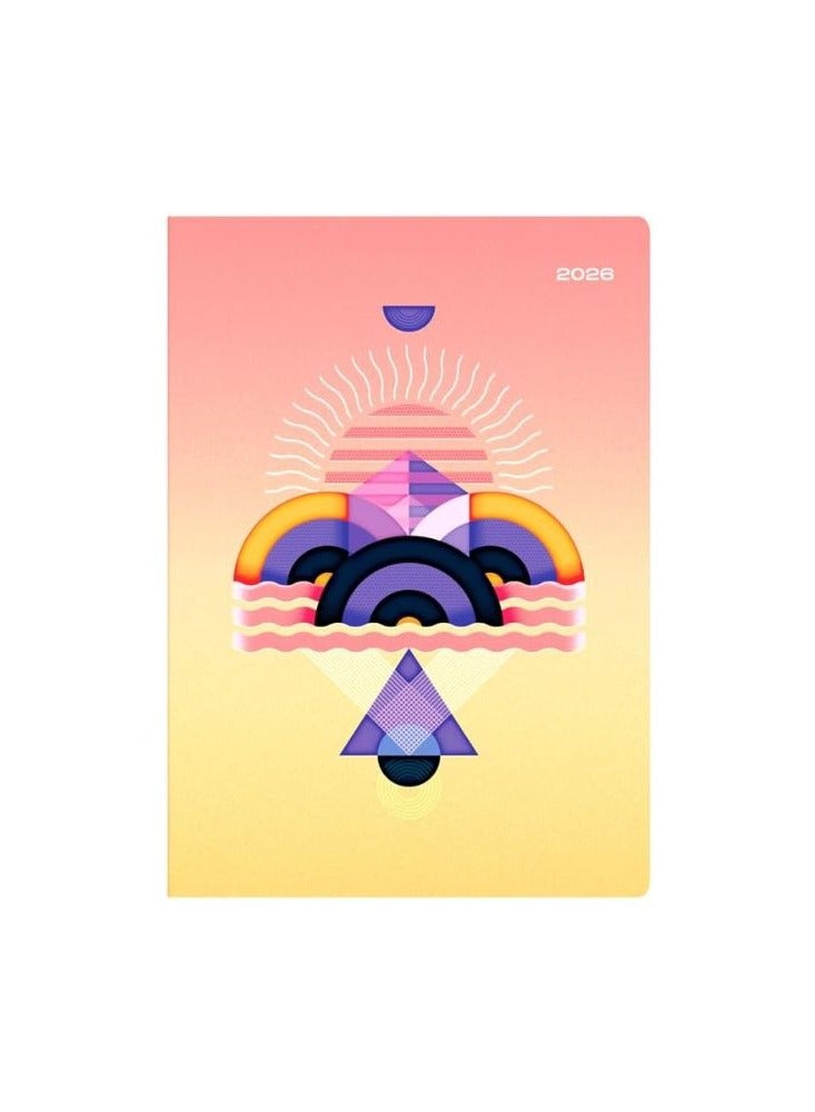 Collins - Irregular Geometrics - 2026 12 Month Calendar Year Planner, Week-To-View Diary, A5 Hard Cover - Yellow (E-IG153.45-26) - Image 2