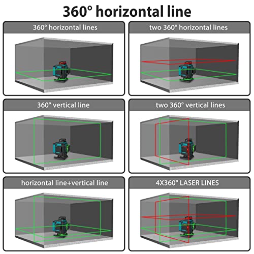 Takamine 16 Lines Laser Level Red and Green 4x360 4D Cross Line Professional Laser with Two 360Vertical and Two 360Horizontal for ConstructionHome RenovationRechargeable Battery - Image 3