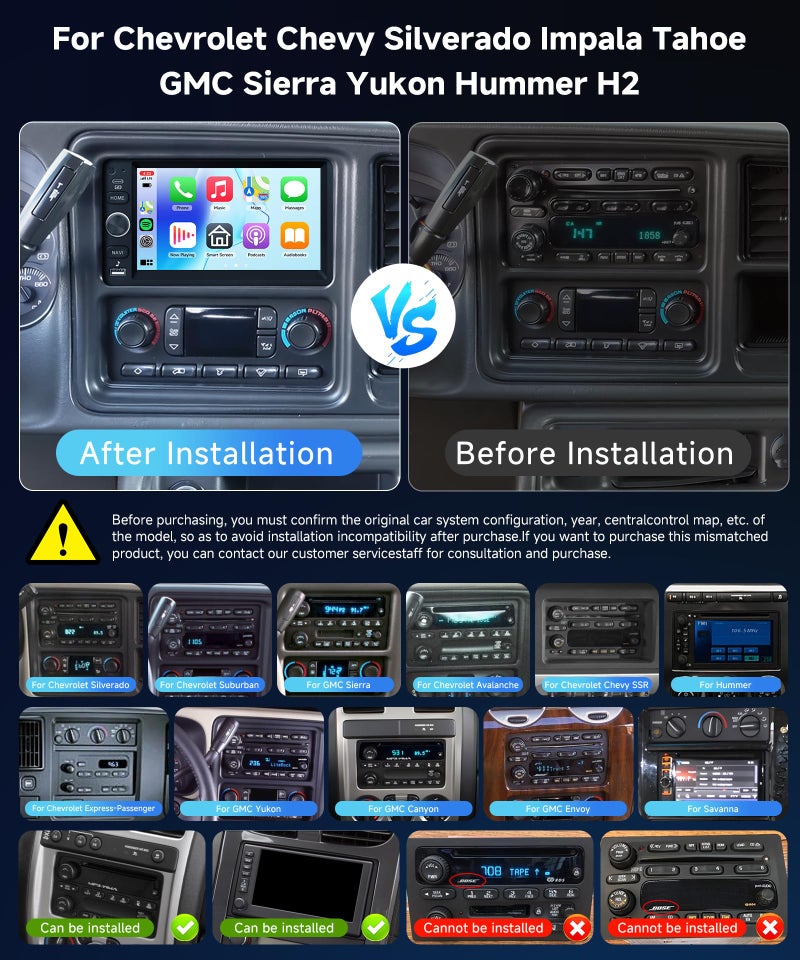 METEESER Car Stereo for Chevrolet Chevy Silverado Impala Tahoe GMC Sierra Yukon Hummer 2+64G Car Radio 5G WiFi Wireless Carplay Android Auto,7“ IPS,GPS,FM,SWC,Bluetooth,Backup Camera Plug-and-Play - Image 2