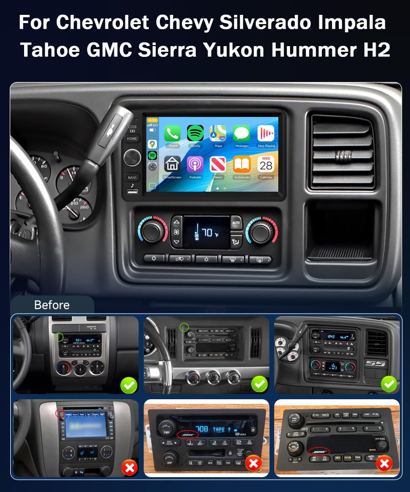 METEESER Car Stereo for Chevrolet Chevy Silverado Impala Tahoe GMC Sierra Yukon Hummer 2+64G Car Radio 5G WiFi Wireless Carplay Android Auto,7“ IPS,GPS,FM,SWC,Bluetooth,Backup Camera Plug-and-Play - Image 3
