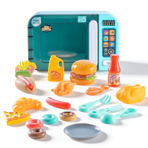 MINDNOOK Toddler Microwave Toys Kitchen Playset with Light Sound Kids Pretend Play Electronic Oven with Play Food Learning Toys for Girls Boys Ages 3 - Image 1