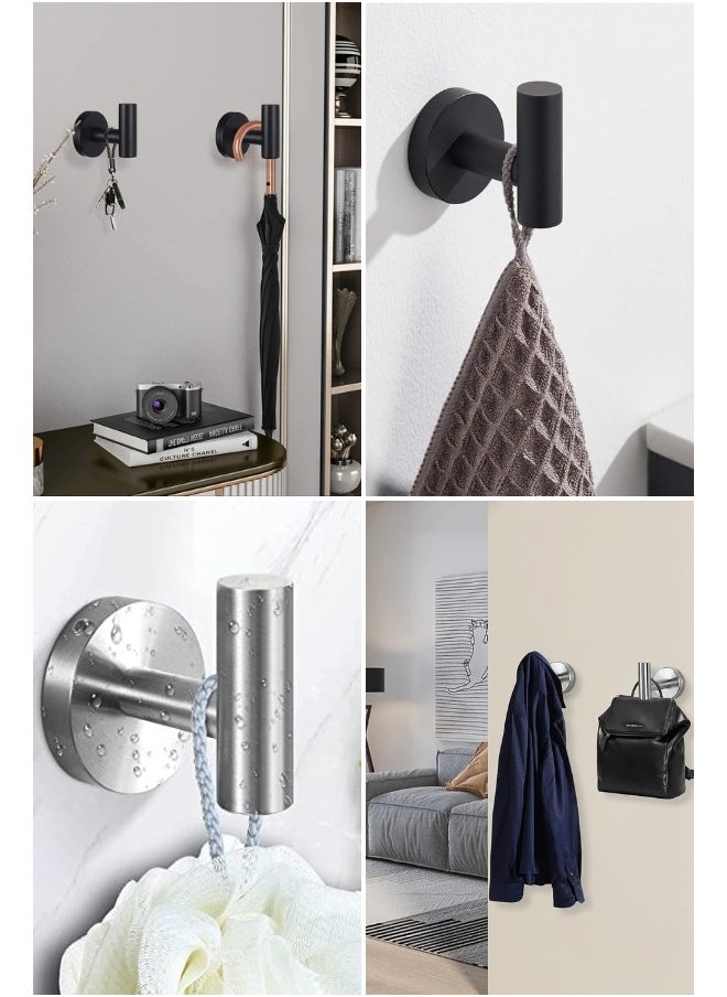Zence Design - (2 Pack) Black Screw-In Wall, Wall-Mounted Drill Hooks, Heavy Duty Stainless Steel Hooks for Bathroom, Kitchen, and as Clothes Hangers - Image 1