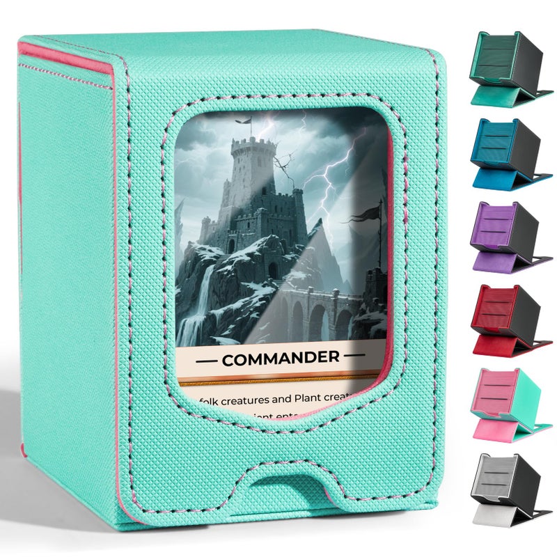 Fabmaker Deck Box Compatible with MTG Commander, (patent Pending) Magnetic Trading Card Storage Box with Commander, Fits 100 Double-Sleeved Cards, Card Box Compatible with Magic the Gathering - Image 1