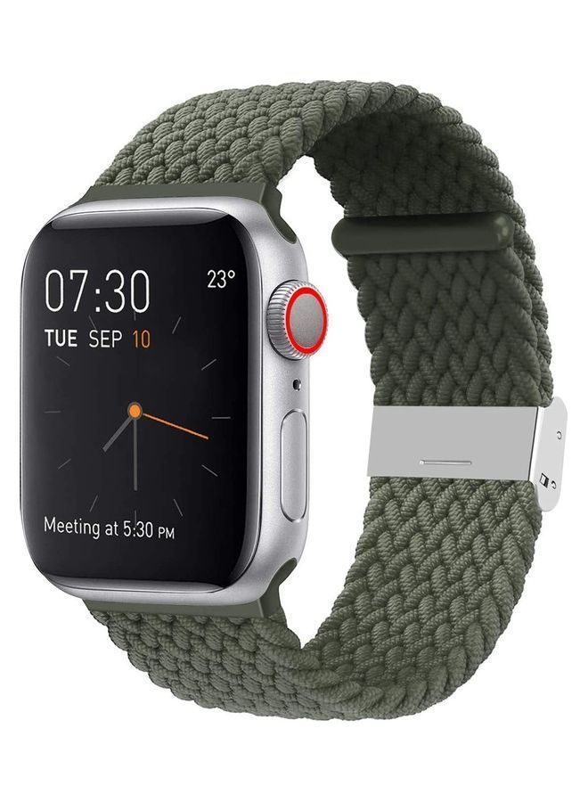 NIBEMINENT Replacement Adjustable Braided Sport Apple Watch Band for 45/44/42mm Green - Image 1