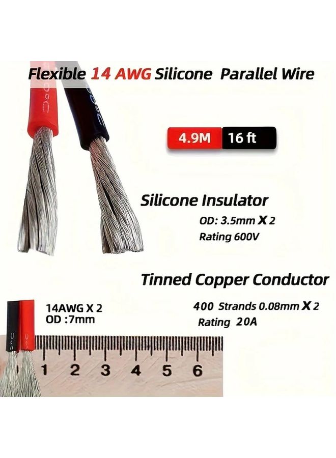 14AWG 3M Heavy Duty Car Jump Starter Cable with Digital Voltmeter for All Vehicles - Image 2