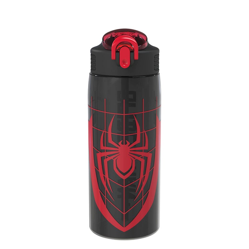 Zak Designs Marvel Spider-Man Water Bottle For School or Travel, 25 oz Durable Plastic Water Bottle With Straw, Handle, and Leak-Proof, Pop-Up Spout Cover (Spider-Man) - Image 1