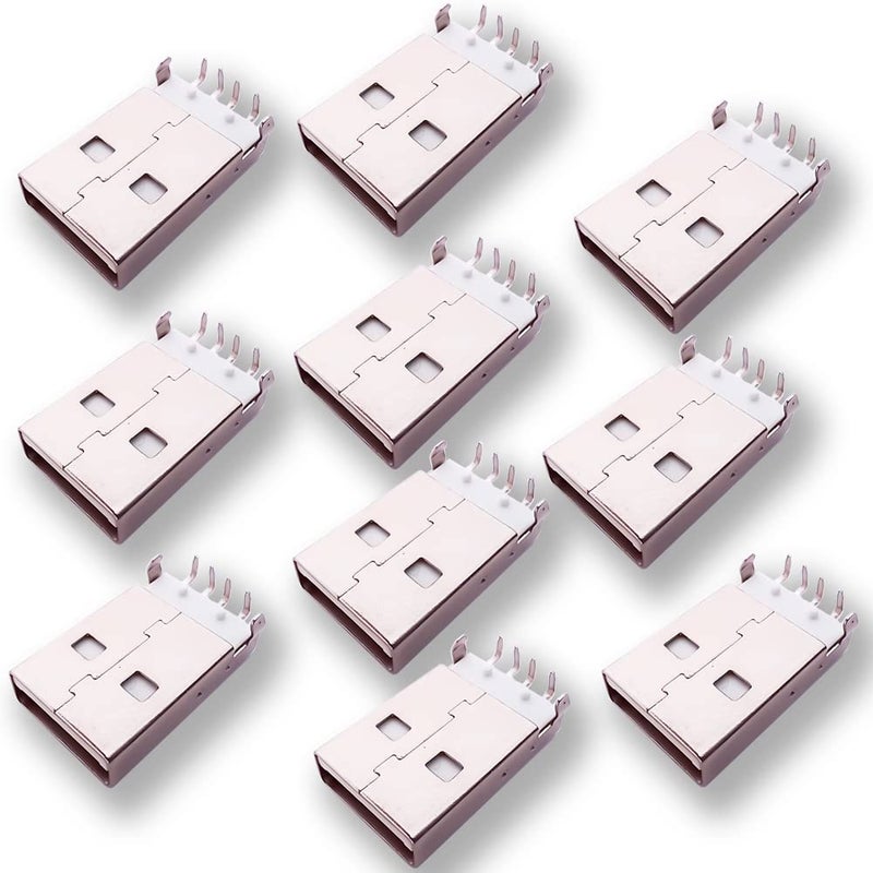 ICSTORE - USB Port Male Type A Plug 4-Pin SMD SMT Jack Solder Connector - 10 Pcs (90 Degree) - Image 1
