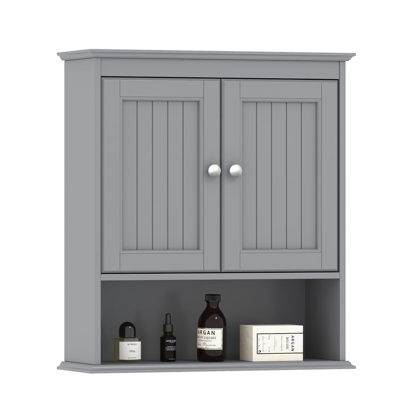 Spirich Bathroom Wall Cabinet, Wall Mounted Medicine Cabinet Organizer, Over The Toilet Storage Cabinet with Doors and Shelves, Gray - Image 1