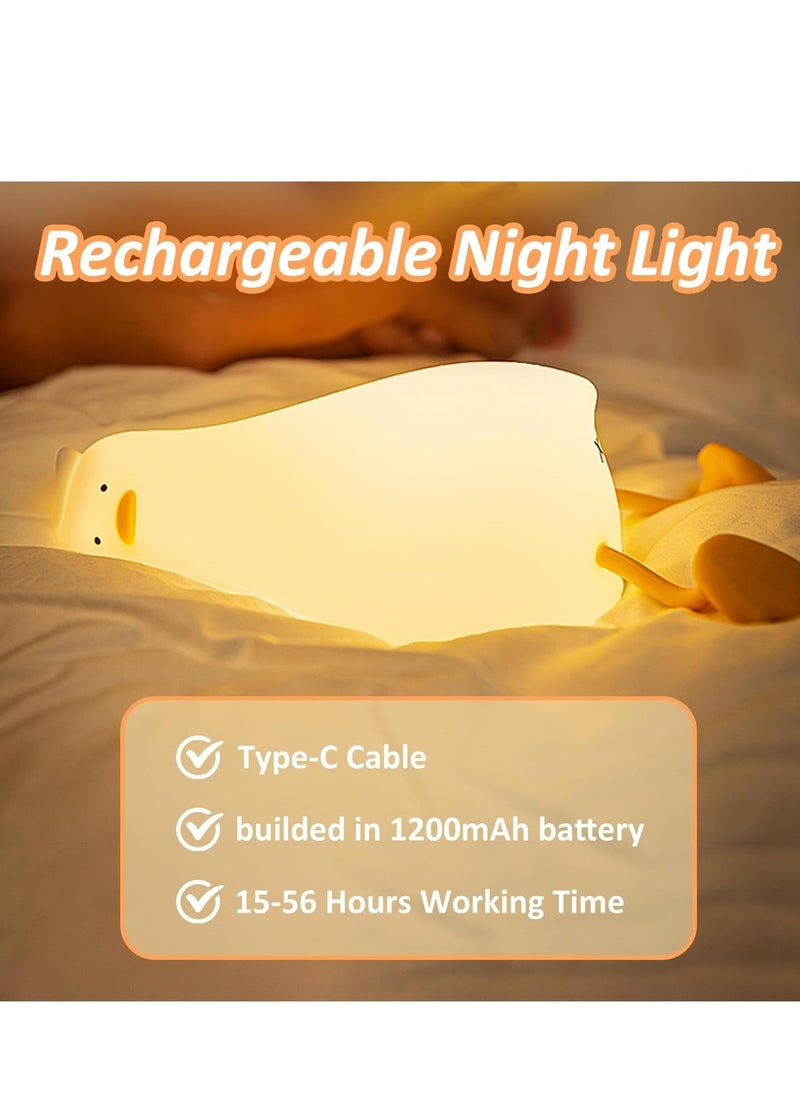 JAJEEK Cute Flat Duck Night Light – Soft Silicone Night Light with Touch Control, Rechargeable, Timer and Dimmer Switch for Kids, Ideal Christmas and Newborn Baby Gifts - Image 4