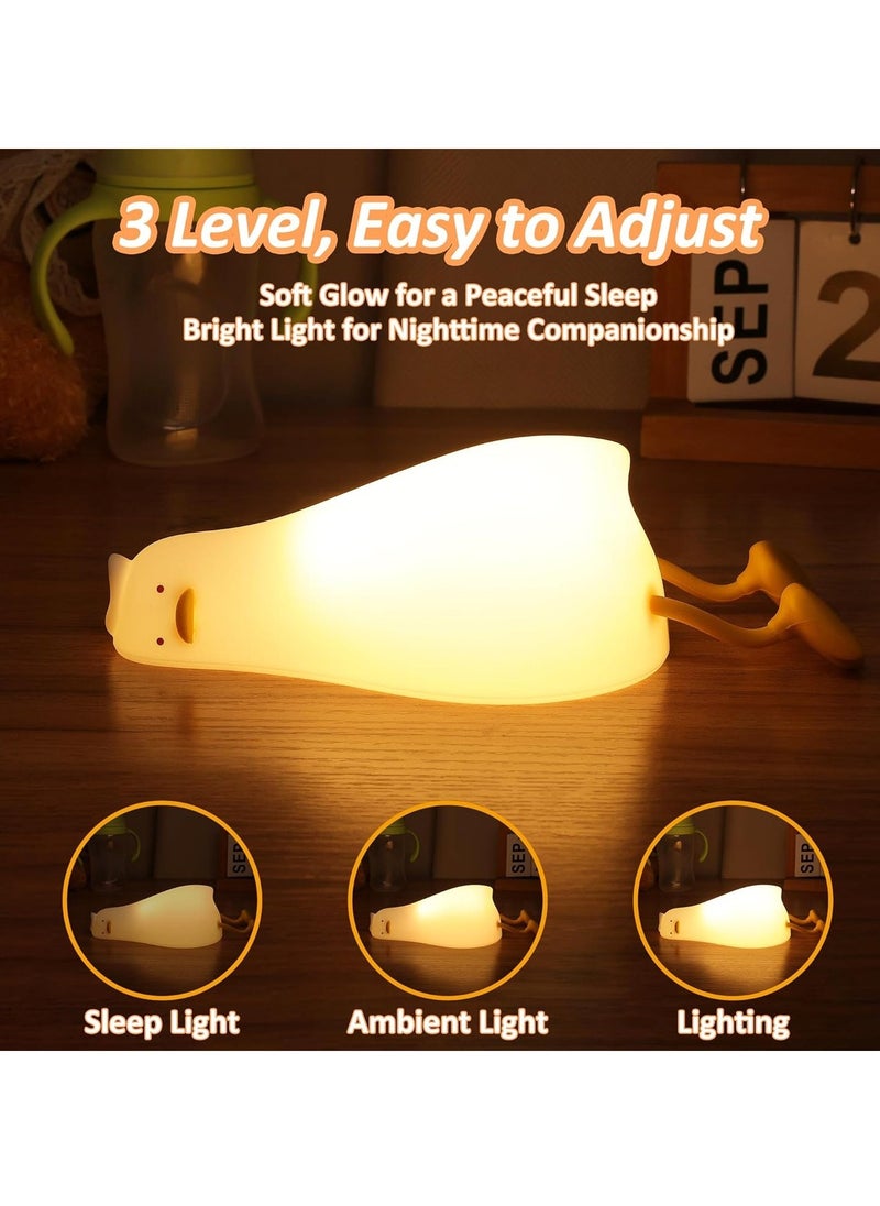 JAJEEK Cute Flat Duck Night Light – Soft Silicone Night Light with Touch Control, Rechargeable, Timer and Dimmer Switch for Kids, Ideal Christmas and Newborn Baby Gifts - Image 3