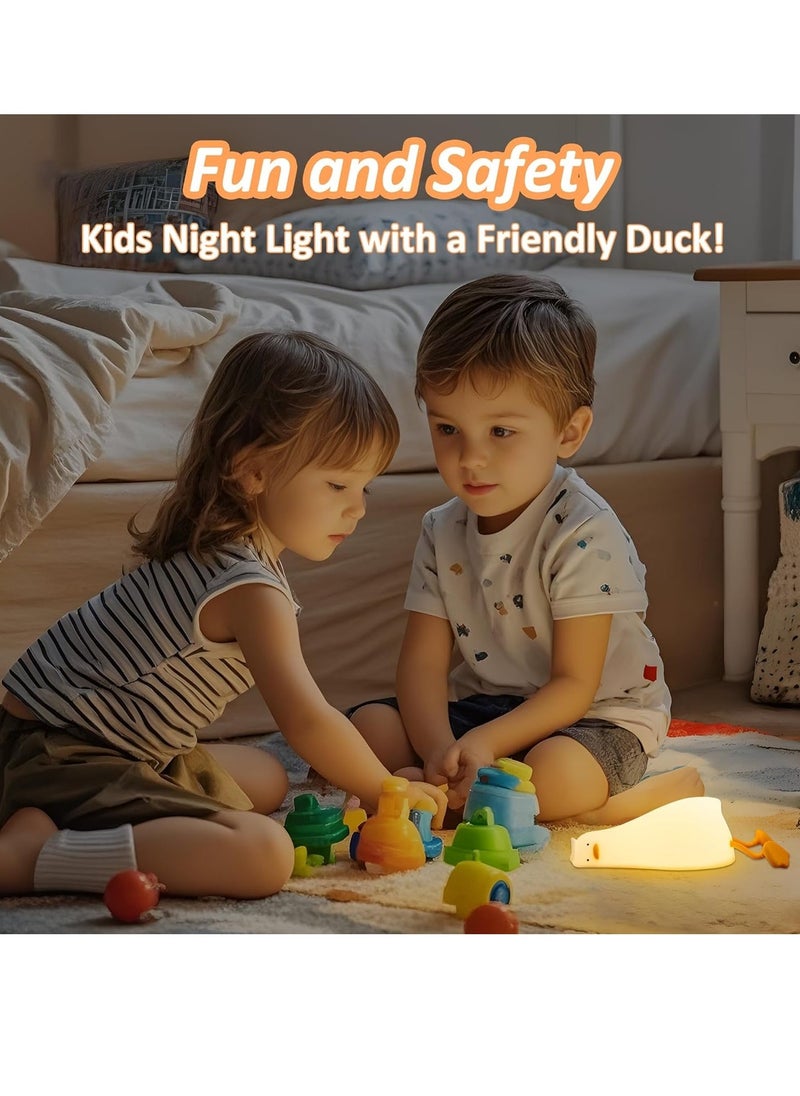 JAJEEK Cute Flat Duck Night Light – Soft Silicone Night Light with Touch Control, Rechargeable, Timer and Dimmer Switch for Kids, Ideal Christmas and Newborn Baby Gifts - Image 2