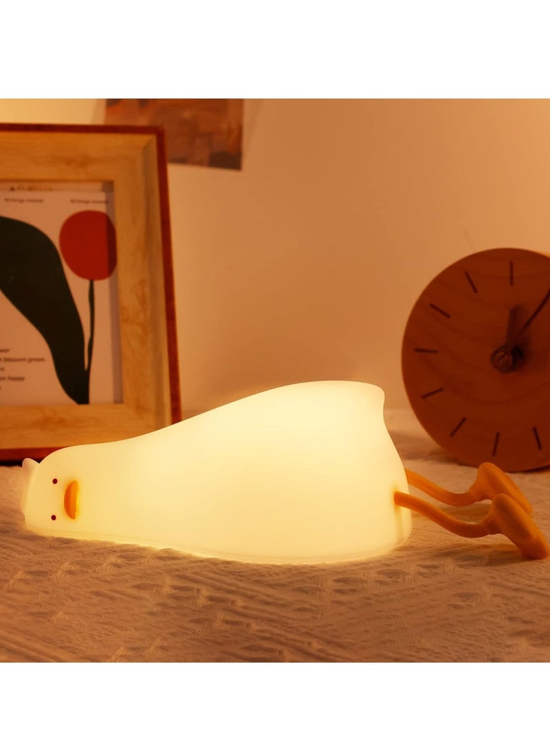 JAJEEK Cute Flat Duck Night Light – Soft Silicone Night Light with Touch Control, Rechargeable, Timer and Dimmer Switch for Kids, Ideal Christmas and Newborn Baby Gifts - Image 1