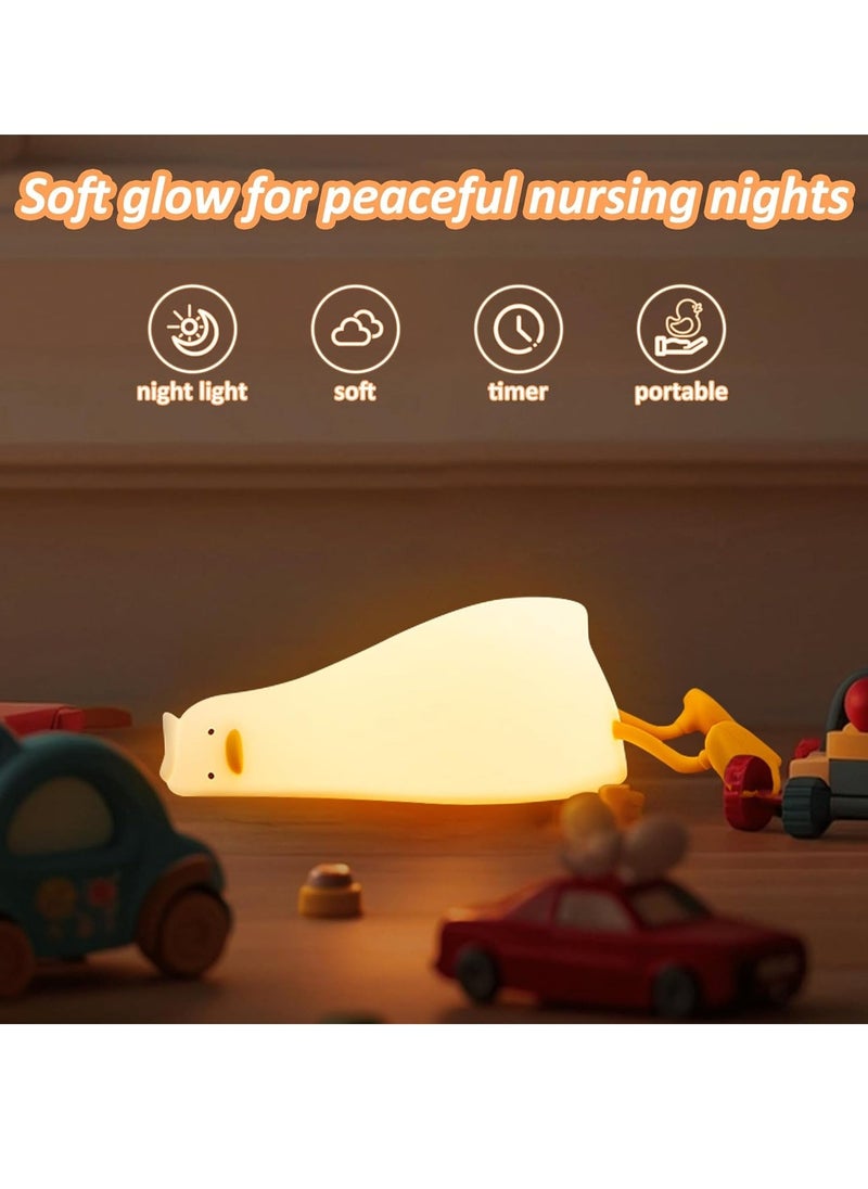JAJEEK Cute Flat Duck Night Light – Soft Silicone Night Light with Touch Control, Rechargeable, Timer and Dimmer Switch for Kids, Ideal Christmas and Newborn Baby Gifts - Image 5