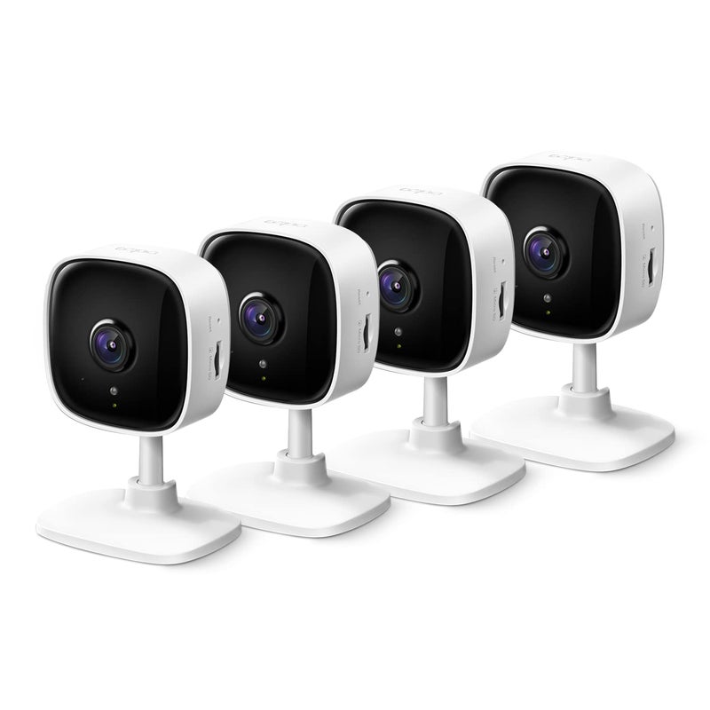 Tapo 2K Indoor Wired Security Camera - Works as a Baby Monitor & Pet Camera, Person/Motion/Baby Cry Detection, 2-Way Audio, Siren, Subscription-Free Local Storage or Optional Cloud, C110P4 (4-Pack) - Image 1