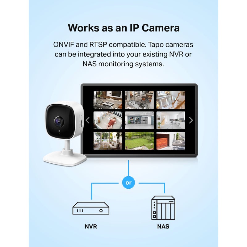 Tapo 2K Indoor Wired Security Camera - Works as a Baby Monitor & Pet Camera, Person/Motion/Baby Cry Detection, 2-Way Audio, Siren, Subscription-Free Local Storage or Optional Cloud, C110P4 (4-Pack) - Image 3