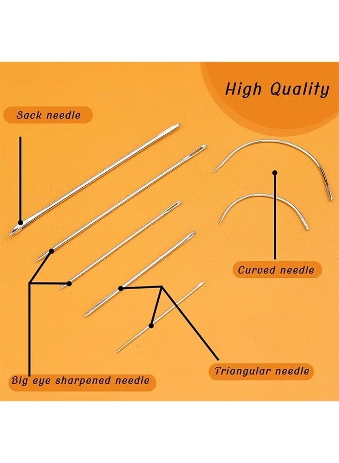 Waxed Thread 55 Yards with 7 pcs Leather Hand Sewing Needles, Flat Sewing Waxed Thread for Home Upholstery Carpet Leather Sewing Waxed Thread Cord Leather Craft DIY Black - Image 3