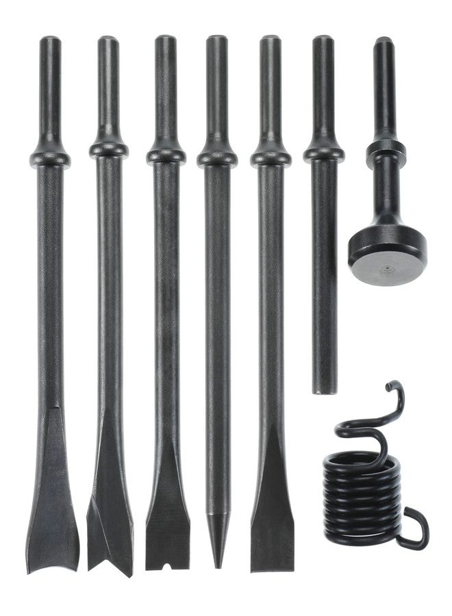 YaeKoo 8pcs Smoothing Air Hammer Pneumatic Chisels Tools, 7pcs 0.401'' (10mm) Shank Heavy Duty Pneumatic Air Hammer Chisels High Carbon Steel Accessories Bits with 1pc Spring - Image 1