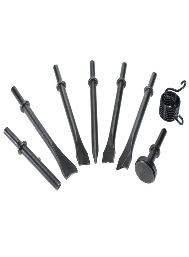 YaeKoo 8pcs Smoothing Air Hammer Pneumatic Chisels Tools, 7pcs 0.401'' (10mm) Shank Heavy Duty Pneumatic Air Hammer Chisels High Carbon Steel Accessories Bits with 1pc Spring - Image 3