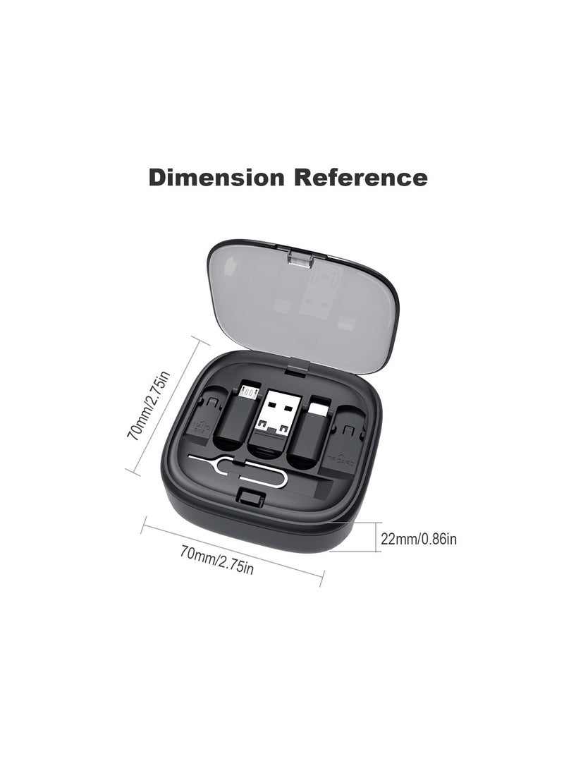 SYOSI - USB Adapter Storage Box, USB C to USB C Retractable Charging Cable Up to 3FT, Adapter Conversion Kit USB/Type-C to Micro/Type-C/Lightning, Data Transfer, Card Slot, Phone Holder (Black)(1 Pack) - Image 1