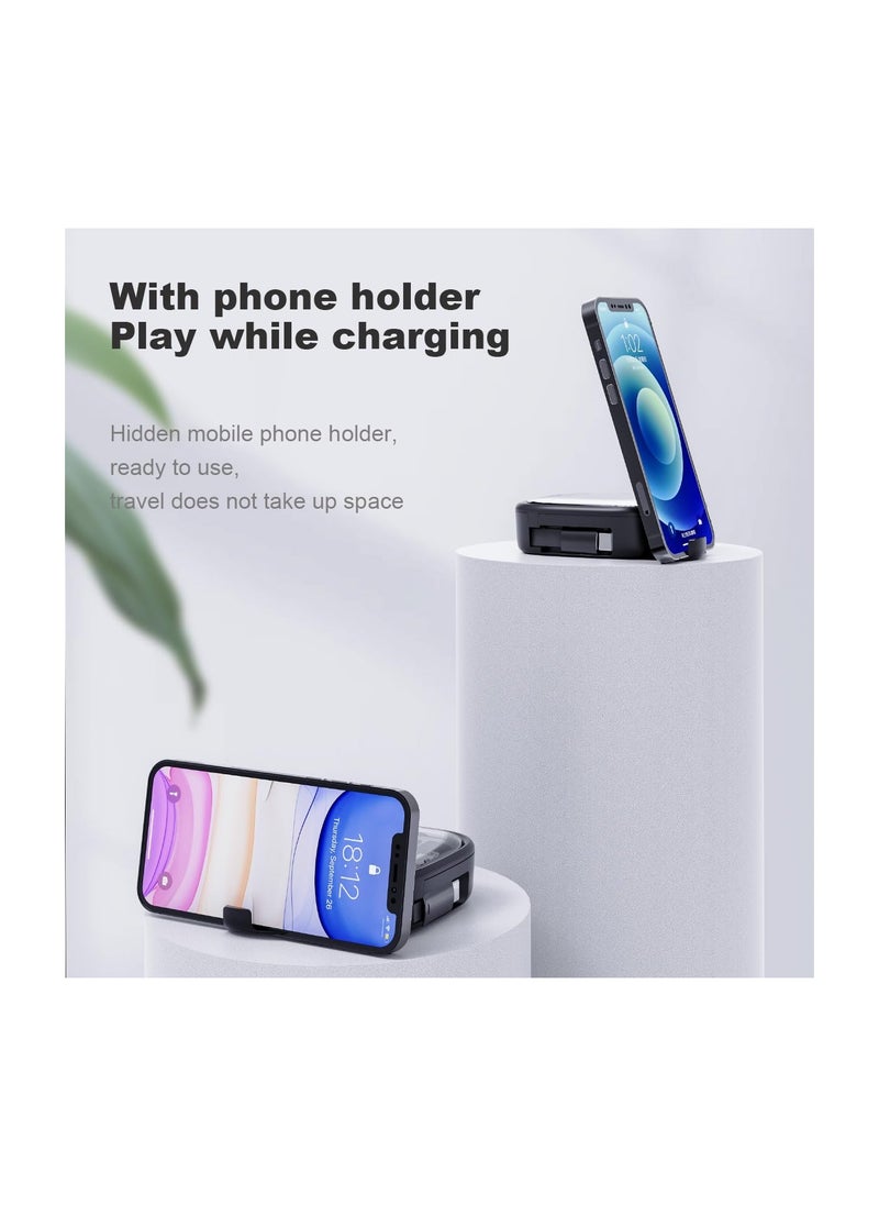 SYOSI - USB Adapter Storage Box, USB C to USB C Retractable Charging Cable Up to 3FT, Adapter Conversion Kit USB/Type-C to Micro/Type-C/Lightning, Data Transfer, Card Slot, Phone Holder (Black)(1 Pack) - Image 1