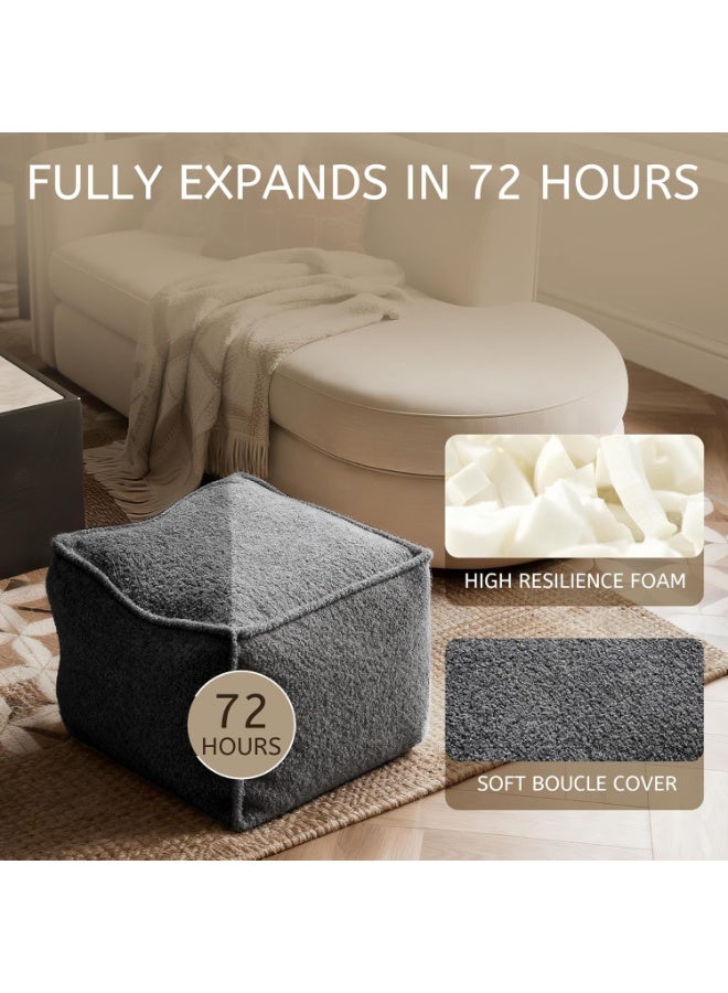 Square Pouf Ottoman Footrest, Soft & Lightweight Footstool with Foam Filling for Living Room & Bedroom, Laid-Back Lounge Style - Image 4