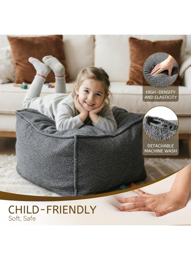 Square Pouf Ottoman Footrest, Soft & Lightweight Footstool with Foam Filling for Living Room & Bedroom, Laid-Back Lounge Style - Image 3