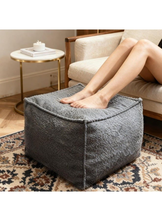 Square Pouf Ottoman Footrest, Soft & Lightweight Footstool with Foam Filling for Living Room & Bedroom, Laid-Back Lounge Style - Image 1