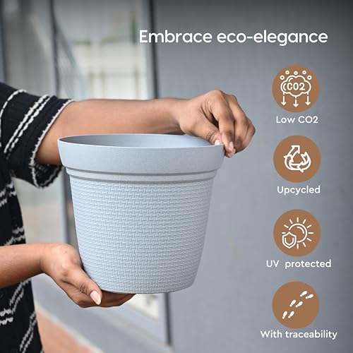 Eha Set of 4 Earth-Friendly Aura 8 Inch pots and Planters | Bamboo Based | UV Protected | for Indoor, Home Decor, Outdoor, Balcony & Garden | Multicolor - Image 4