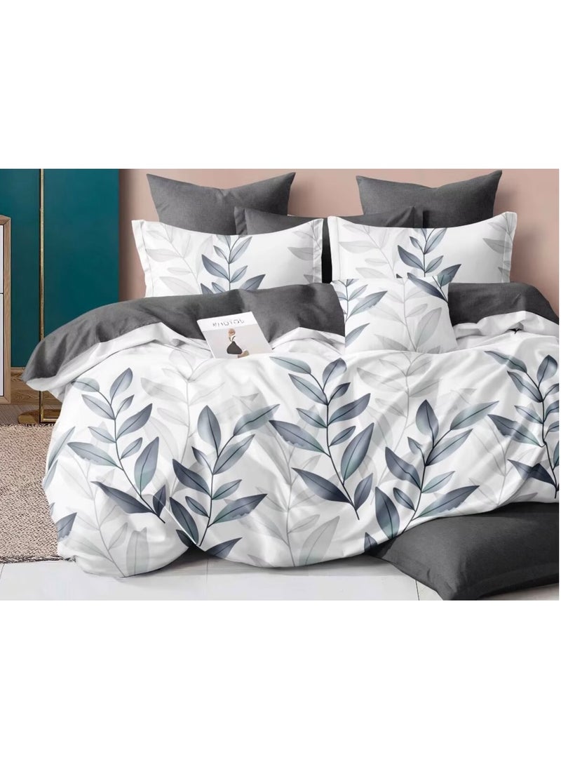 Generic DUOMA HOME  soft cotton duvet cover set , king size ,6pcs set,1duvet cover 220×240cm,1fit sheet 200×200+25cm,4pillow cases, grey white  - Image 1