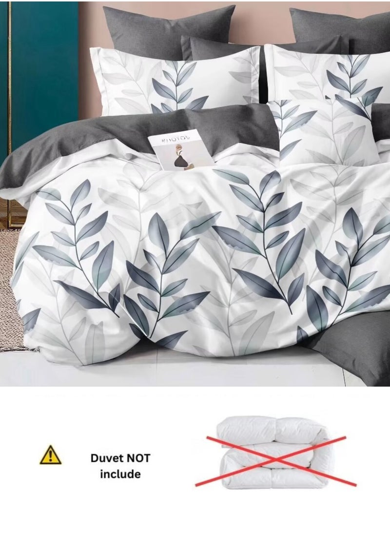 Generic DUOMA HOME  soft cotton duvet cover set , king size ,6pcs set,1duvet cover 220×240cm,1fit sheet 200×200+25cm,4pillow cases, grey white  - Image 2