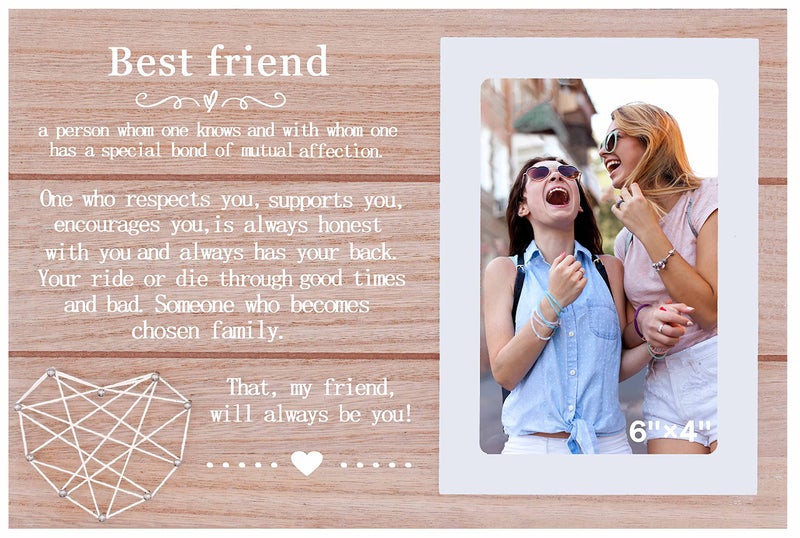 NZY Birthday Christmas Gift for Best Friends A Person Whom One Knows and With Whom One Has a Special Bond of Mutual Affection Picture Frame Gift Photo Frame Gift for Best Friends Women Her - Image 1