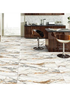 Monk Forest Marble Self-Adhesive Wallpaper: Waterproof, Oil-Proof, Removable. Perfect For Kitchen, Bathroom, Fridge, And More! (60X200 Cm) (Whitegold)  - Image 2