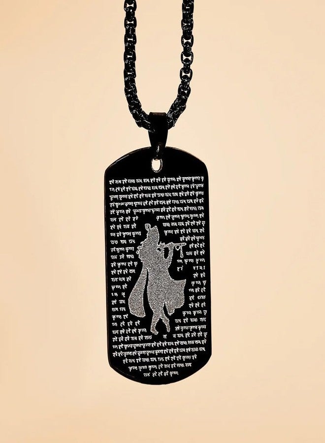 Vientiq Shri Krishna Mantars Micro-Carved Tag Pendant Chain Necklace for Men - Image 5