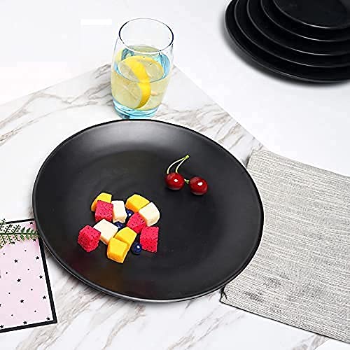 VRCT Pack of 12 Black Spiral Melamine Dinner Set - Spiral Plates and Bowls Dinner Set -Full Plates with Bowl (Spiral Black Design) C - 05 - Image 2