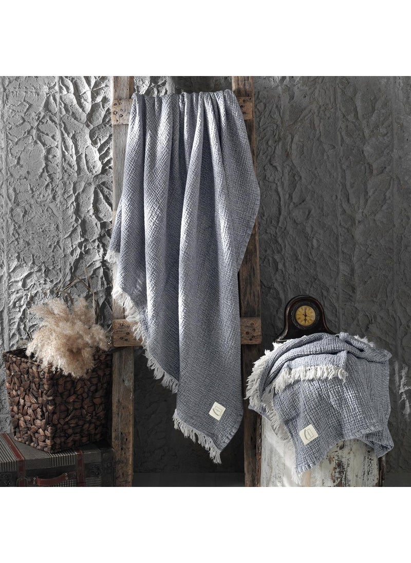 Miespiga Gold 4 Layer Muslin Multi-Purpose Shawl Cover - Gray  - Image 1