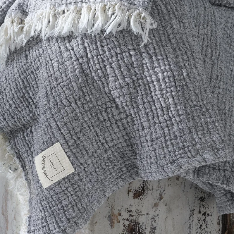 ميسبيغا Gold 4 Layer Muslin Multi-Purpose Shawl Cover - Gray