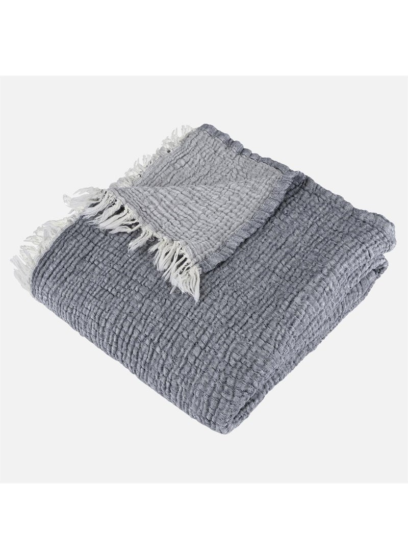 Miespiga Gold 4 Layer Muslin Multi-Purpose Shawl Cover - Gray  - Image 4