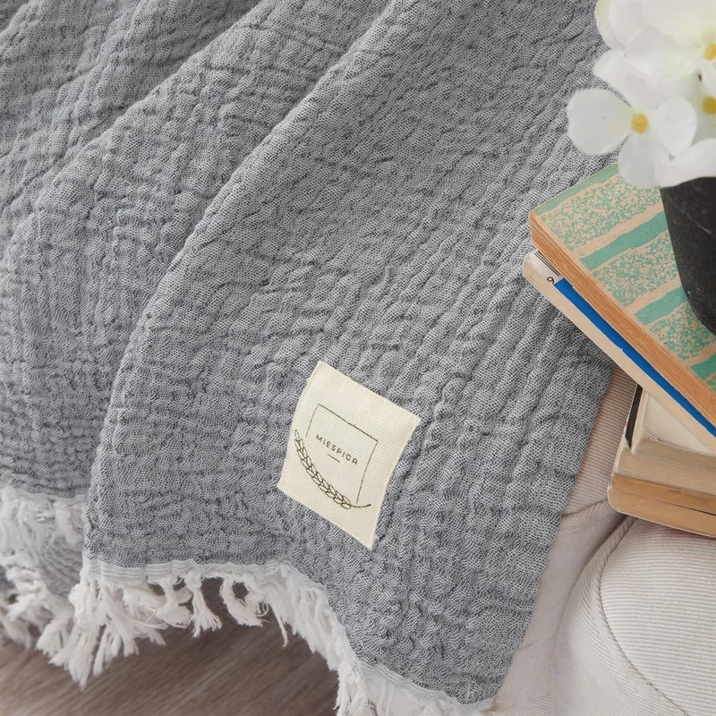 ميسبيغا Gold 4 Layer Muslin Multi-Purpose Shawl Cover - Gray