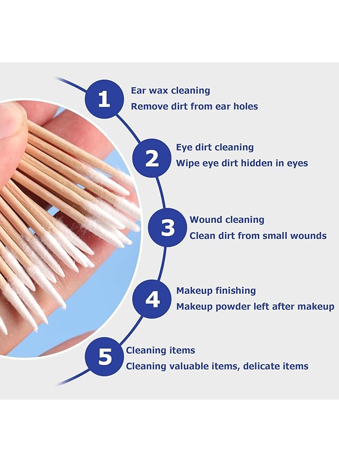 ALMEKAQUZ 400Pcs Cotton Swab Cotton Buds Cotton Tipped Applicator Cotton Swabs Wood Sticks For Eyebrow Tattoo Beauty Make Up Nail Seam Dedicated Dirty Picking Sticks Nail Seam Dedicated Dirty Picking - Image 3