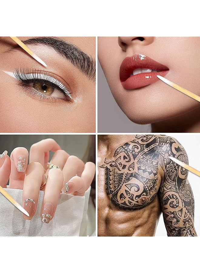 ALMEKAQUZ 400Pcs Cotton Swab Cotton Buds Cotton Tipped Applicator Cotton Swabs Wood Sticks For Eyebrow Tattoo Beauty Make Up Nail Seam Dedicated Dirty Picking Sticks Nail Seam Dedicated Dirty Picking - Image 4