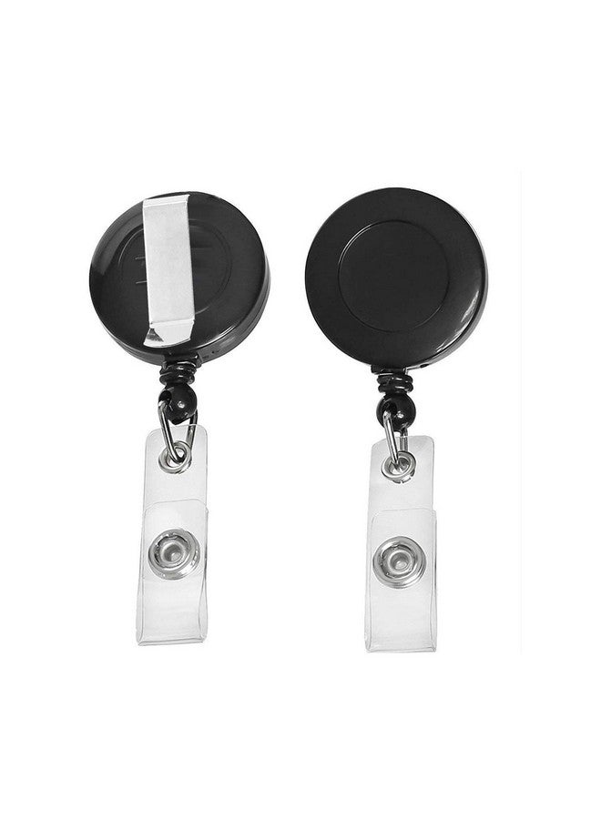 JANYUN 100 Pcs Black Badge Reels Retractable Badges Holder for ID Card Keychain Whistles Lanyards for School Office - Image 2