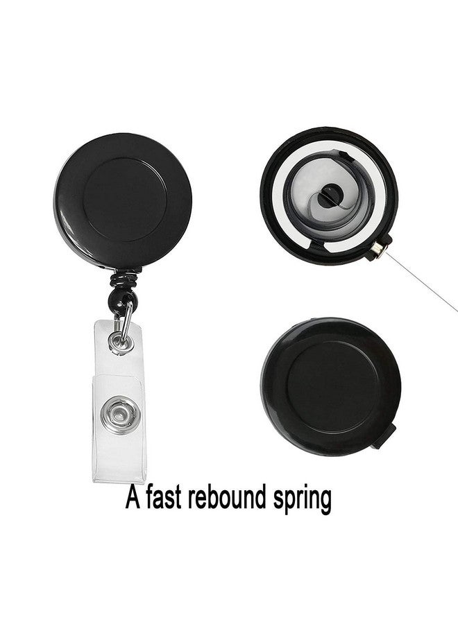 JANYUN 100 Pcs Black Badge Reels Retractable Badges Holder for ID Card Keychain Whistles Lanyards for School Office - Image 4
