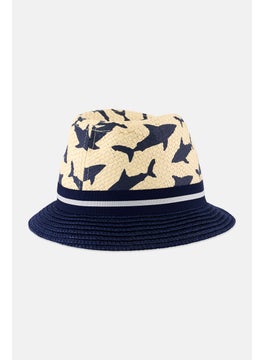 Andy & Evan Toddlers Boy Graphic Buckle Hat, Beige/Navy  - Image 2