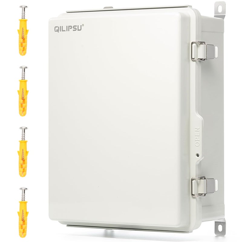 QILIPSU UL94-V0 Outdoor Electrical Box 16.4"x12.4"x7.1" Waterproof Junction Box Weatherproof PC/ABS Alloy Plastic IP66 Project Electric Enclosure Grey Hinged Door - Image 1