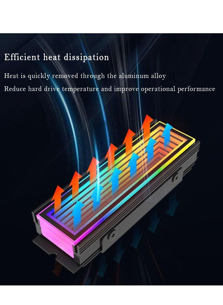 KASTWAVE M.2 2280 ARGB Hard Drive Heatsink - Cooling M2.2280 SSD Cooler with 5V 3Pin Addressable RGB Sync. Multi-Mainboard Compatible for Efficient Heat Dissipation. SSD Radiator with Thermal Pad in Black - Image 2